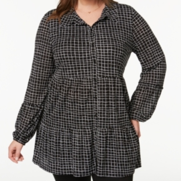 Style & Co. Tops - NWT Style & Co Plus Size Printed Tiered Mesh Top